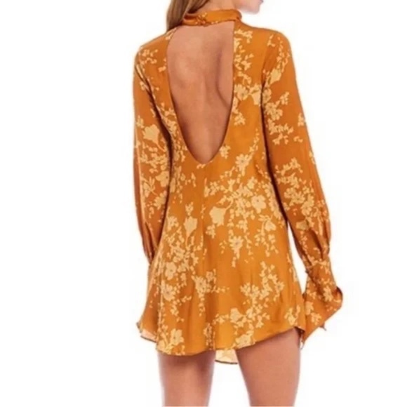 Free People Aries Long Sleeve Printed Mini Dress Golden Combo- best offer - Picture 2 of 6